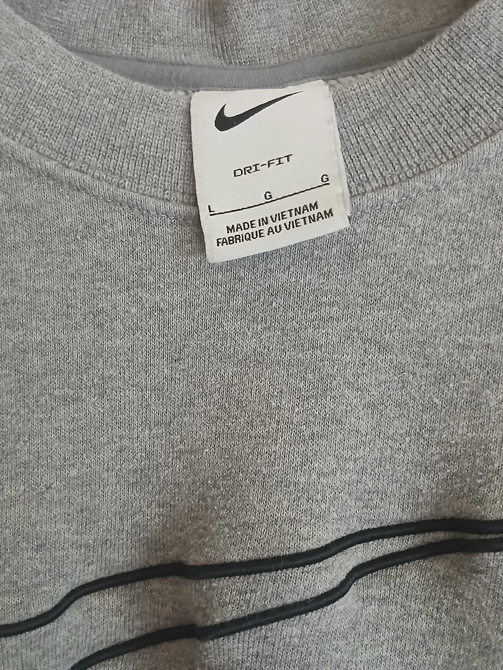 Nike Gray Dri-Fit Crewneck Sweatshirt with Black Swoosh